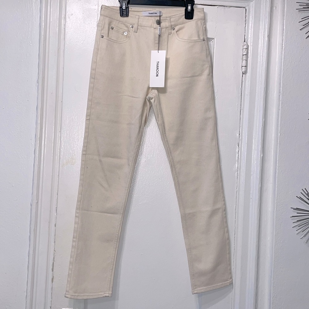 THAKOON - Womens Classic Crop Jeans PT07- COLOR Ecru - Size 2 New with Tags